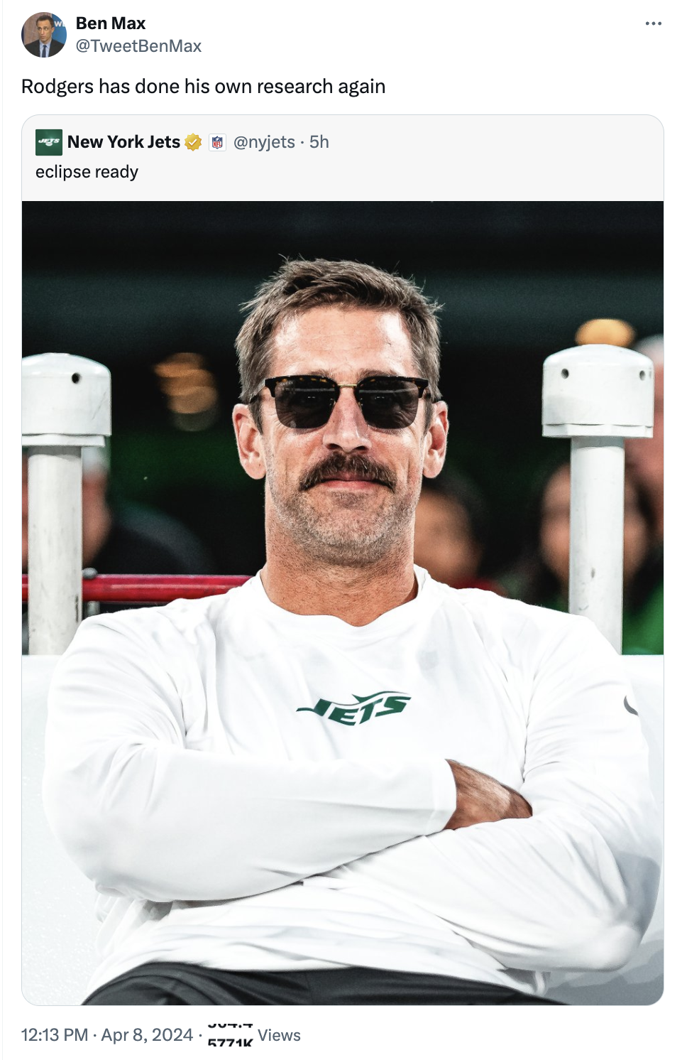 photo caption - Ben Max Rodgers has done his own research again New York Jets nyjets5h eclipse ready Views
